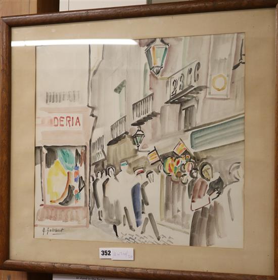 Genevieve Maria Gallibert Street scene 16.5 x 18.5in.